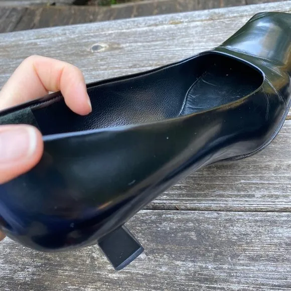 Prada Vintage 1990s Square Toe Leather Pumps