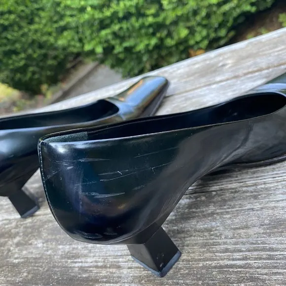 Prada Vintage 1990s Square Toe Leather Pumps