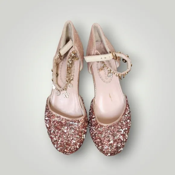princess Kids Girls Dress Pumps Glitter Sequins Princess Low Heels Mary Jane