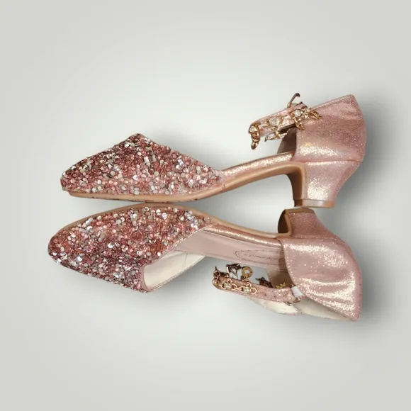 princess Kids Girls Dress Pumps Glitter Sequins Princess Low Heels Mary Jane