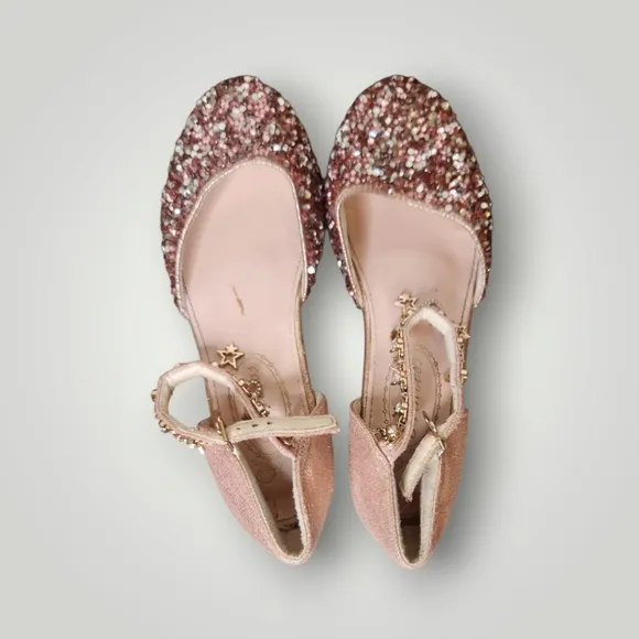 princess Kids Girls Dress Pumps Glitter Sequins Princess Low Heels Mary Jane