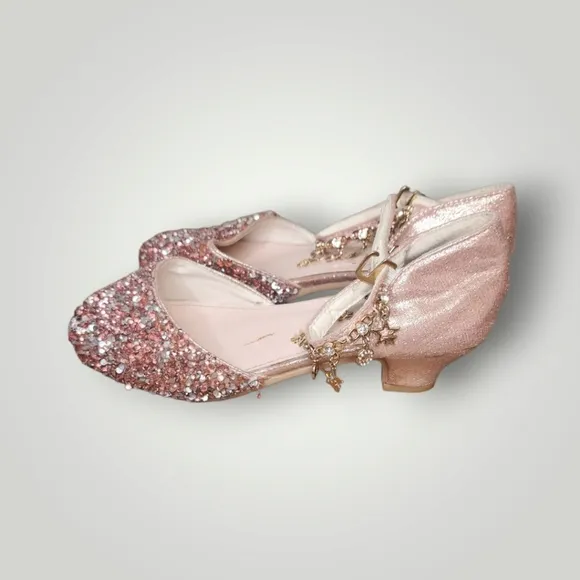 princess Kids Girls Dress Pumps Glitter Sequins Princess Low Heels Mary Jane