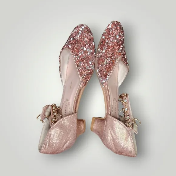 princess Kids Girls Dress Pumps Glitter Sequins Princess Low Heels Mary Jane
