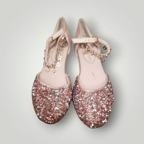 princess Kids Girls Dress Pumps Glitter Sequins Princess Low Heels Mary Jane