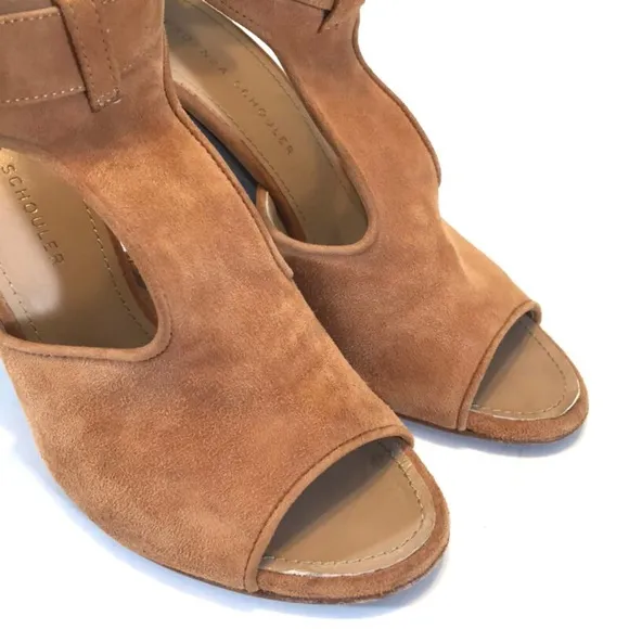 Proenza Schouler Suede T Strap Wedge Sandal Pumps