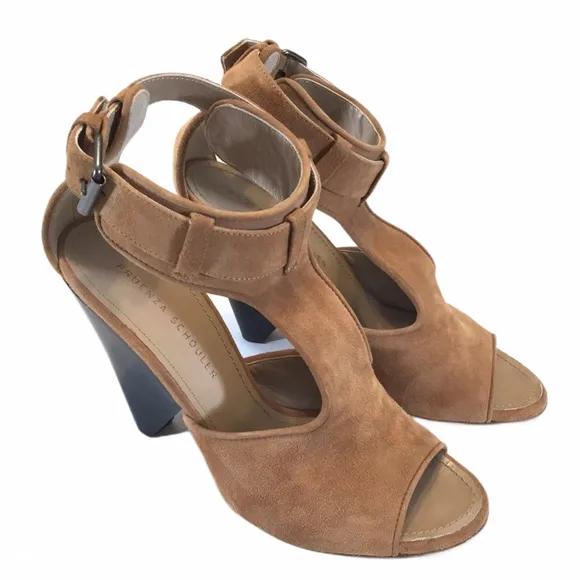 Proenza Schouler Suede T Strap Wedge Sandal Pumps