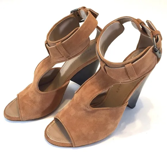 Proenza Schouler Suede T Strap Wedge Sandal Pumps