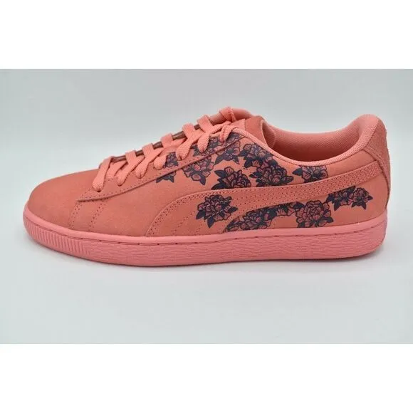Puma Womens Size 7 Suede TOL Graphic Shell Pink Floral Shoes Sneakers