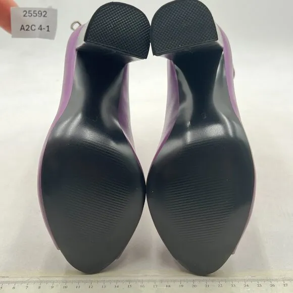 Purple Stylish Peep Toe Slouch Ankle Boots Chunky Stacked Heels Party Prom Shoes