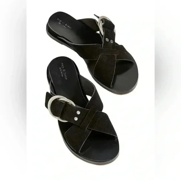 Rag &amp; Bone Women's Black Cross Strap Slide Sandals size 9