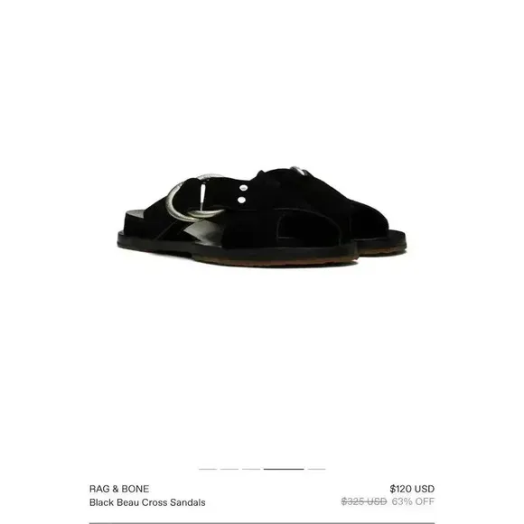Rag &amp; Bone Women's Black Cross Strap Slide Sandals size 9