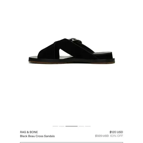 Rag &amp; Bone Women's Black Cross Strap Slide Sandals size 9