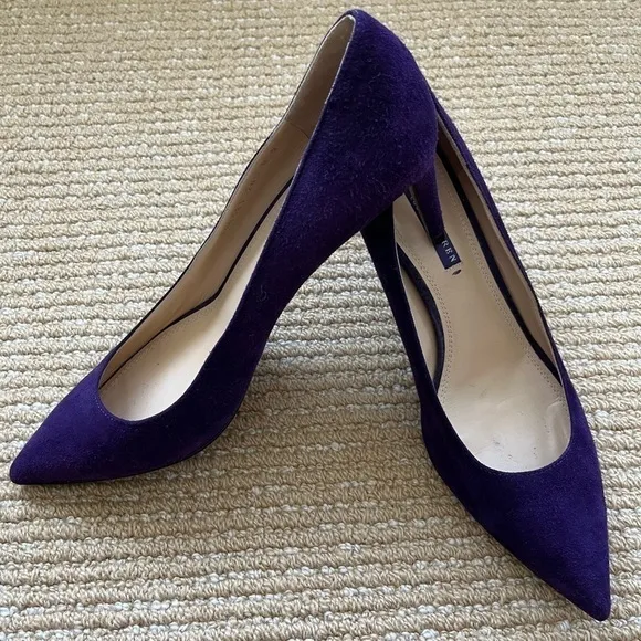 Ralph Lauren Collection Puple Made in Italy 2.5 inch Purple Suede shoes …