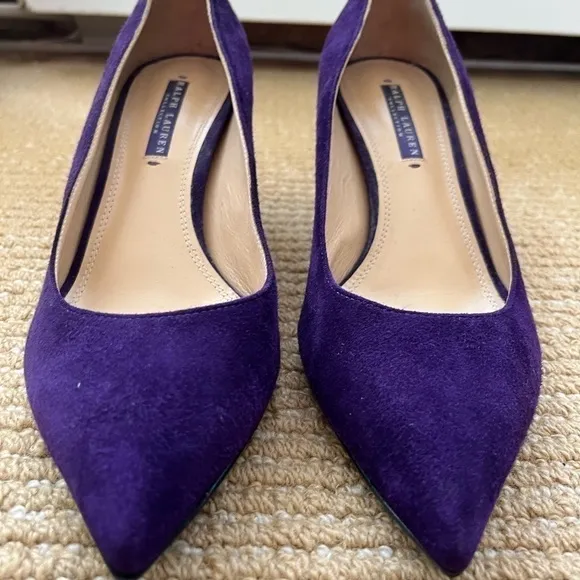 Ralph Lauren Collection Puple Made in Italy 2.5 inch Purple Suede shoes …