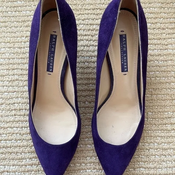 Ralph Lauren Collection Puple Made in Italy 2.5 inch Purple Suede shoes …