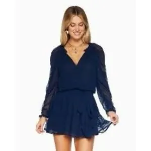 Ramy Brook NWT Parker Tiered Mini Dress in Navy Size S