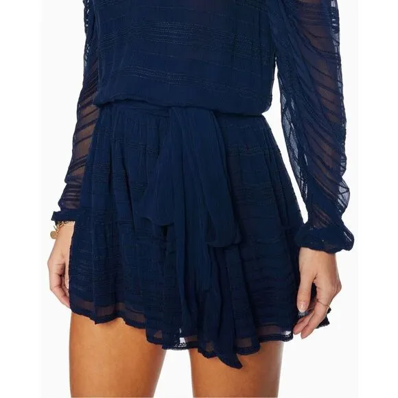 Ramy Brook NWT Parker Tiered Mini Dress in Navy Size S