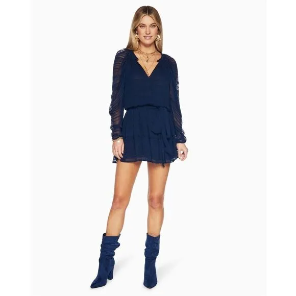 Ramy Brook NWT Parker Tiered Mini Dress in Navy Size S