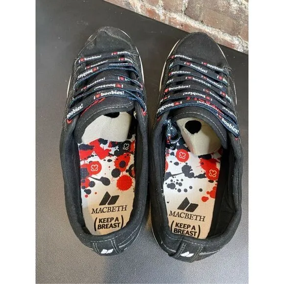 rare MACBETH X MANCHESTER “Keep-a-Breast” Black Sneaker Shoes Size 12 EUR 46