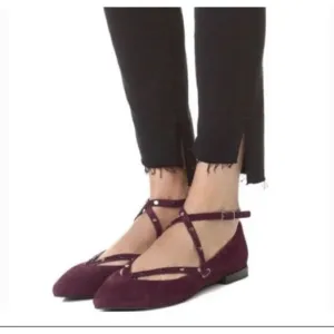 REBECCA MINKOFF Women's Faye Suede Studded Shoes Ankle Strap Flats Size 9 $125