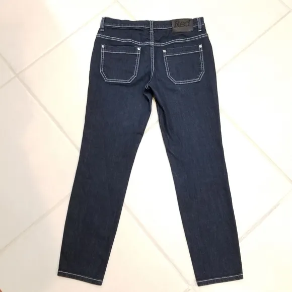 RED VALENTINO Spa Dark Wash Crop Denim Blue Jeans Made in Italy 26