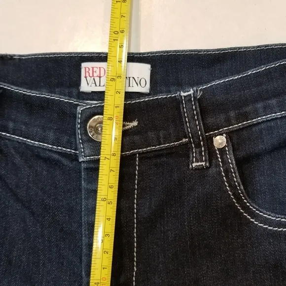 RED VALENTINO Spa Dark Wash Crop Denim Blue Jeans Made in Italy 26