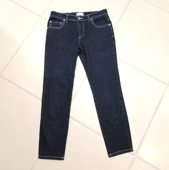RED VALENTINO Spa Dark Wash Crop Denim Blue Jeans Made in Italy 26