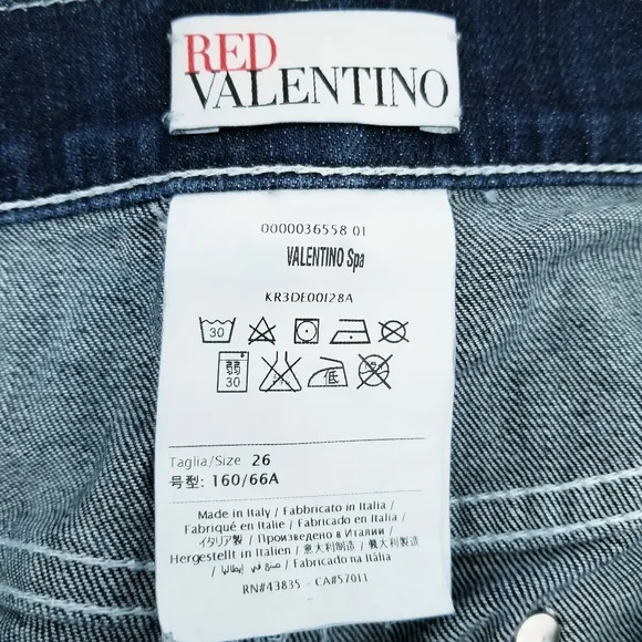 RED VALENTINO Spa Dark Wash Crop Denim Blue Jeans Made in Italy 26