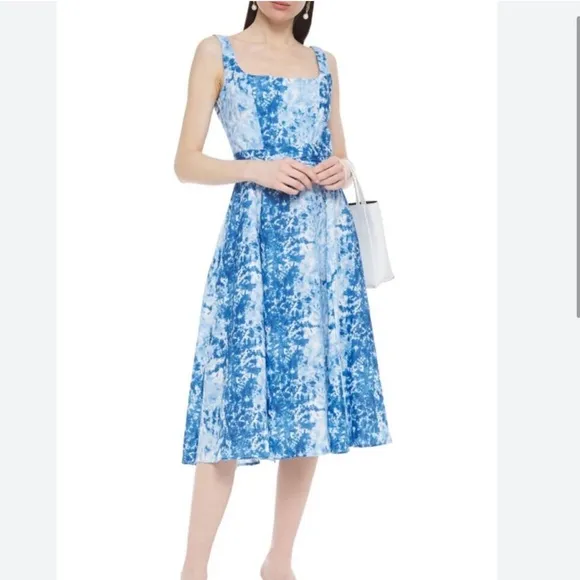 Reformation Garten Tie-Dye Sky Cloud Blue Wrap 100% Linen Midi Dress Size XS