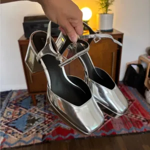 Reformation Silver Platform Heels