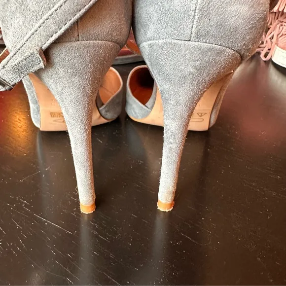 REISS Pale Blue suede pointed toe pumps with ankle strap sz 38