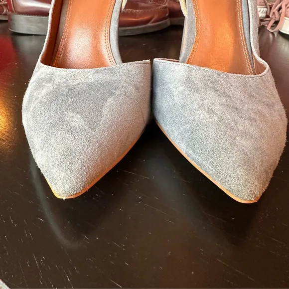 REISS Pale Blue suede pointed toe pumps with ankle strap sz 38