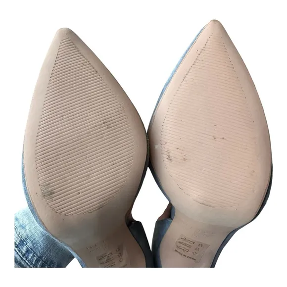 REISS Pale Blue suede pointed toe pumps with ankle strap sz 38