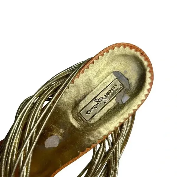 Report Signature Sandal Heel Women's 7M Multicolor Leather Slip On High Peep Toe
