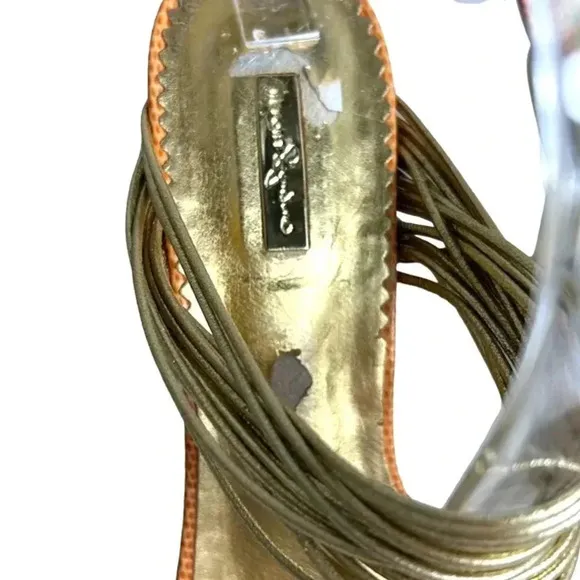 Report Signature Sandal Heel Women's 7M Multicolor Leather Slip On High Peep Toe