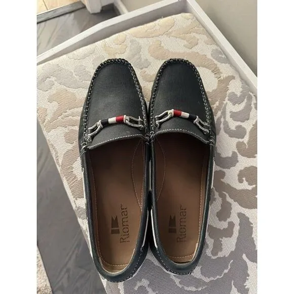Riomar Halyard Waterman‎ Men's Navy Blue Leather Horsebit Deck Driver Shoes 12