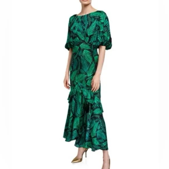 RIXO - Cheryl Palm Leaf-Print Georgette Dress