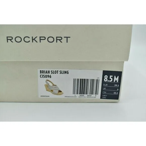Rockport Womens Size 8.5 M Briah Slot Slingback Grey Wedge Sandals Shoes C15096