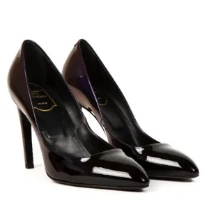 Roger Vivier Blue purple simmering Patent Leather Curved Heel Pumps