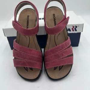 Romika Ibiza Hibiscus (Pink/Red) Leather Sandals EU 37 US 6-6.5 Adj. Straps NIB
