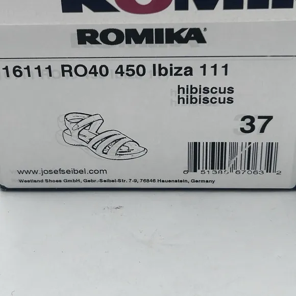 Romika Ibiza Hibiscus (Pink/Red) Leather Sandals EU 37 US 6-6.5 Adj. Straps NIB
