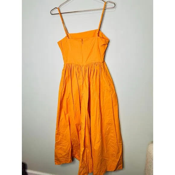 RONNY KOBO Orange Drop Waist A-Line Square Neck Midi Robin Dress Size Small