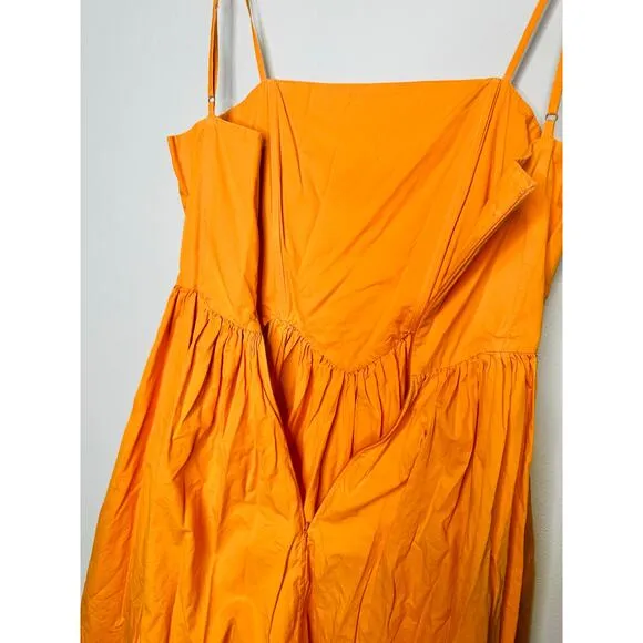 RONNY KOBO Orange Drop Waist A-Line Square Neck Midi Robin Dress Size Small