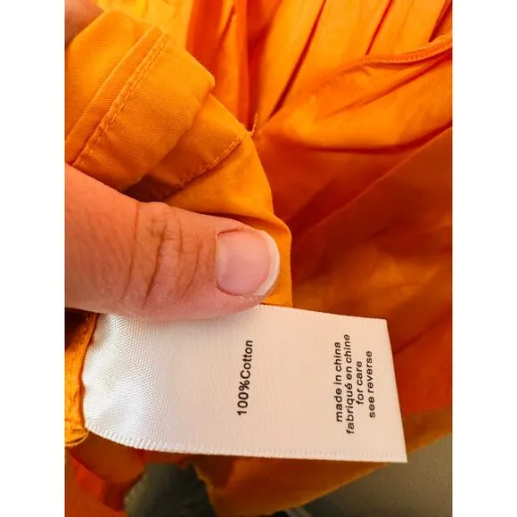 RONNY KOBO Orange Drop Waist A-Line Square Neck Midi Robin Dress Size Small