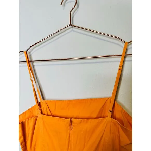 RONNY KOBO Orange Drop Waist A-Line Square Neck Midi Robin Dress Size Small