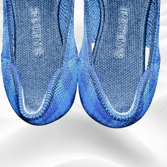 Rothys Blue Lazuli Gingham Pointed‎ Loafer Flats Dress Shoes Holiday 6M