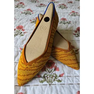 Rothy’s Flats Yellow Golden Zebra Point Shoes Size 8 Slip On New Limited Edition