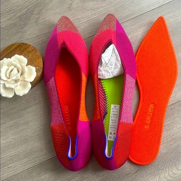 Rothy's Limited edition point metallic pomegranate Women's  Flats shoes