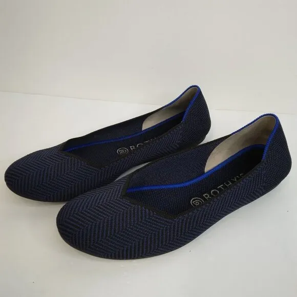 Rothy’s Midnight Metallic Herringbone Flats Size 10. RETIRED