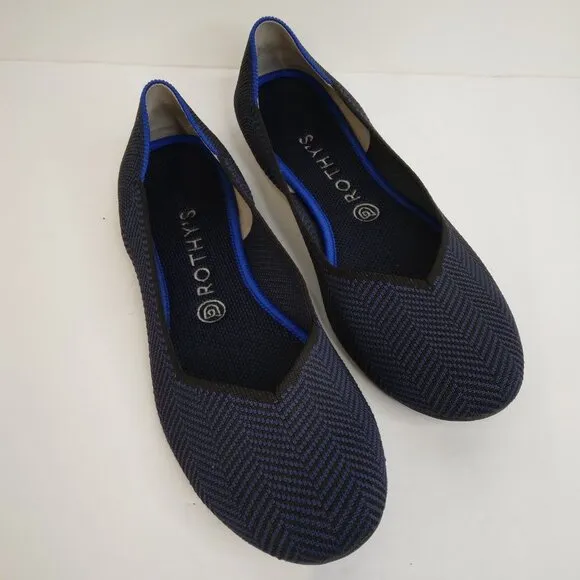 Rothy’s Midnight Metallic Herringbone Flats Size 10. RETIRED